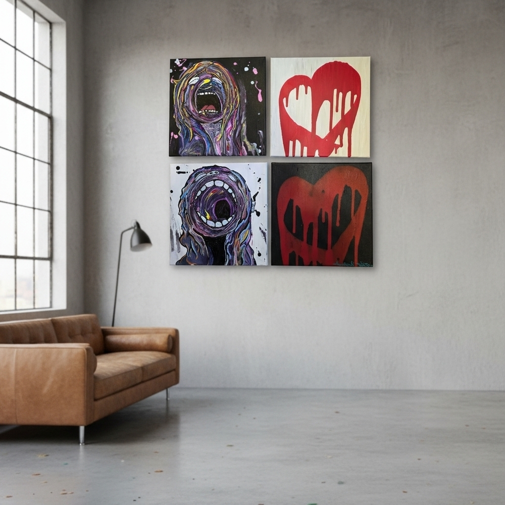 HANDCRAFTED Abstract Painting HANDPAINTED Wall Art Decor HANDMADE Artwork